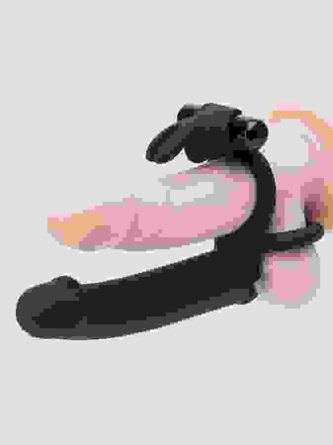Lovehoney Double Fun Vibrating Rabbit Double Penetration Strap-On, Black, hi-res